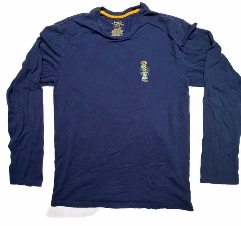 Polo Ralph Lauren Navy Blue Polo Bear Long Sleeve T-Shirt Size M